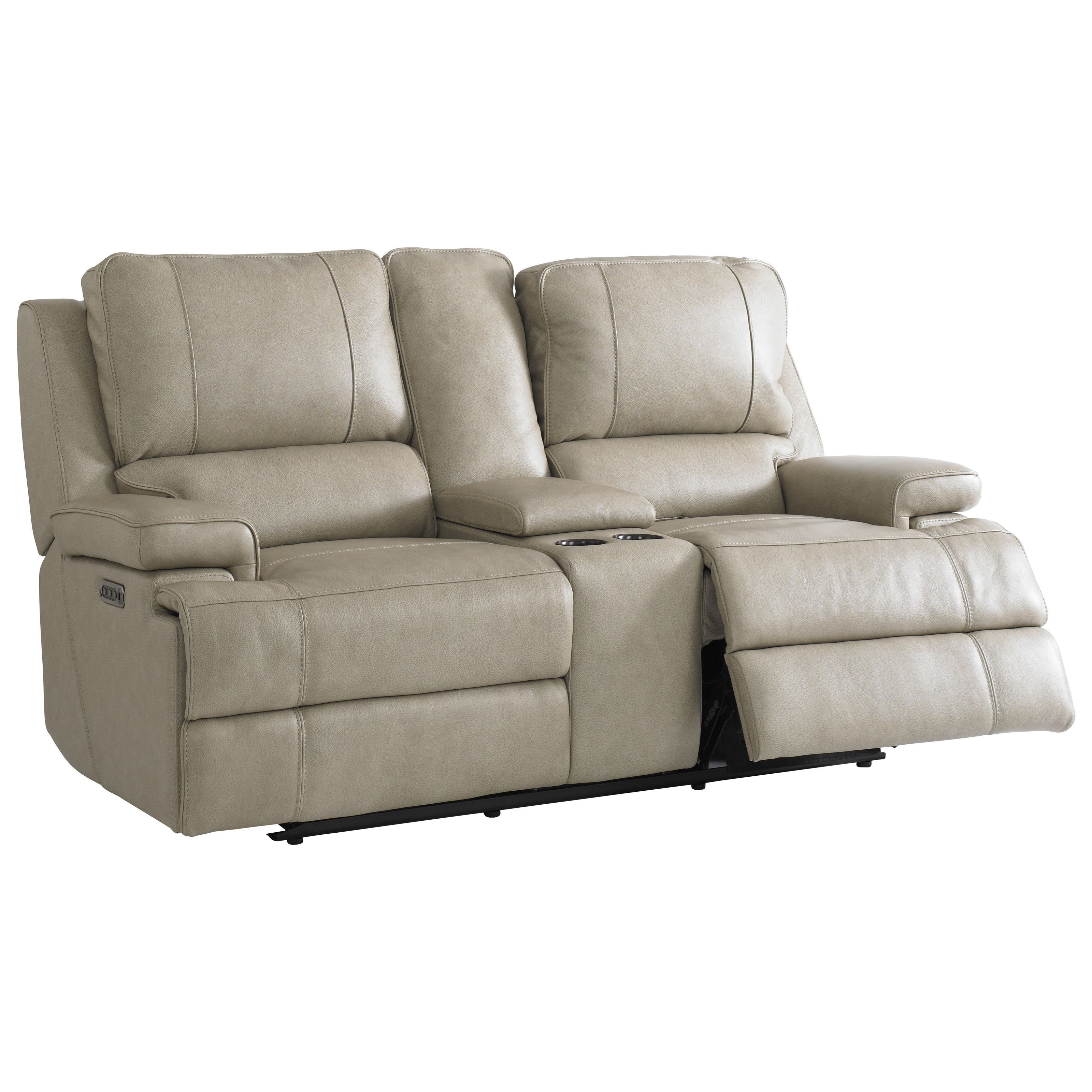 Bassett Parker Club Level Double Reclining Console Loveseat with Power Headrests Fashion